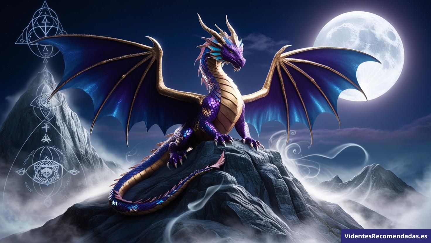 Dragón alado surcando los cielos bajo la niebla, símbolo del alma que despierta y supera sus miedos.