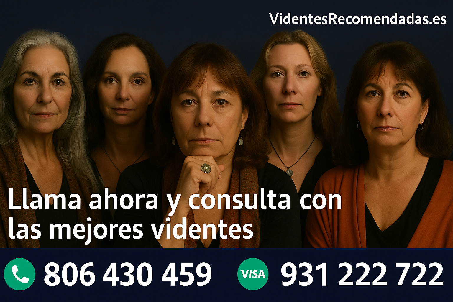 Banner promocional con las mejores videntes de España y teléfonos de contacto