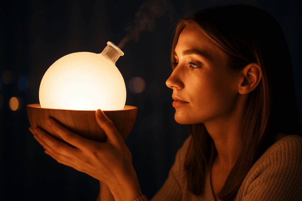 Nayra luna conectando con su energía a través de luz espiritual
