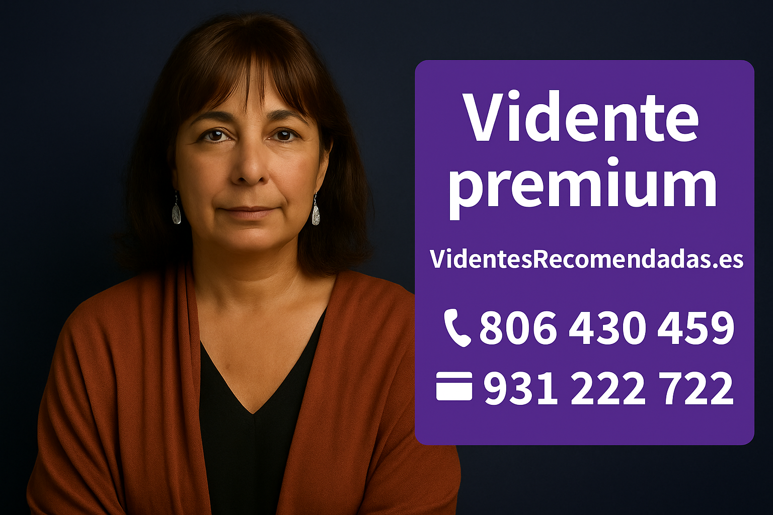 Mujer vidente premium ofreciendo atención personalizada y cercana