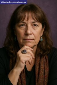 Retrato de una vidente recomendada con cartas de tarot